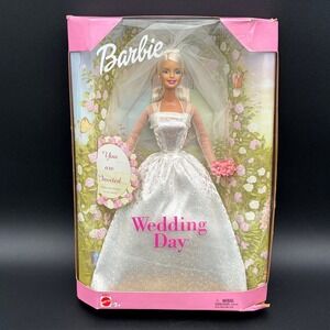 Mattel Wedding Day Barbie Doll 2002 Bridal Gown Veil B2817 NRFB Box Damage